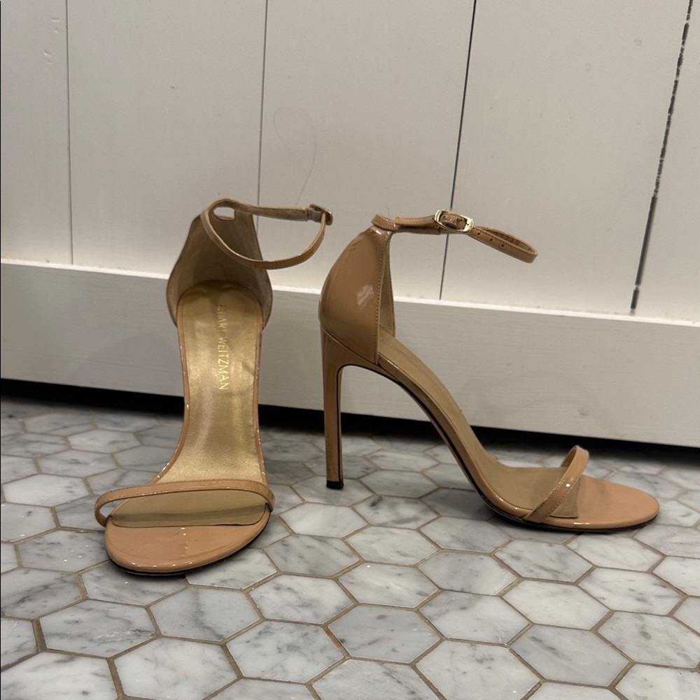 Stuart Weitzman Nude Ankle Strap Heels
